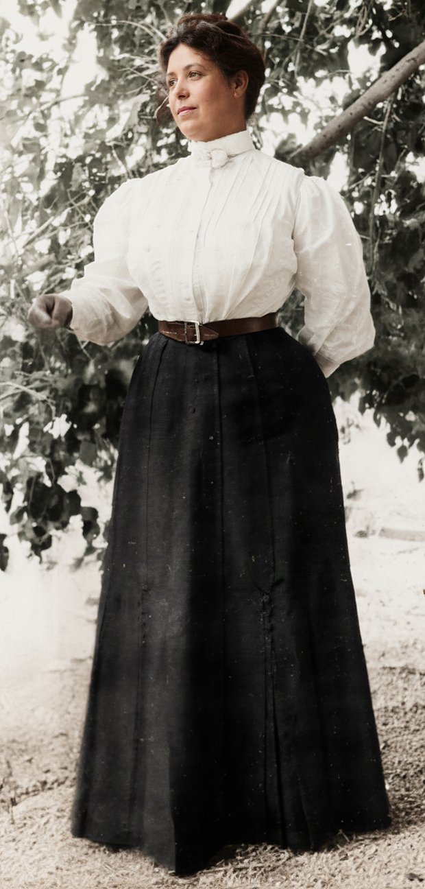 Annie Box Neal — a colorized full-length portrait photograph.